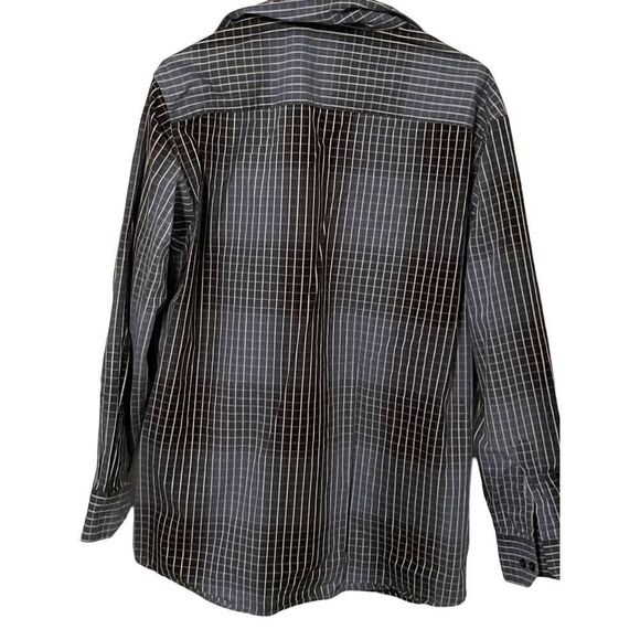 Crazy Horse Mens White & Black Grid Print Long-Sleeve Button-Down Shirt Large - Picture 6 of 16